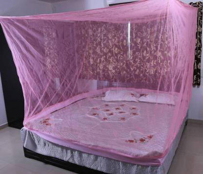 OPULENT SD HDPE - High Density Poly Ethylene Adults Washable KNG SIZE MOSQUITO NET Mosquito Net(Pink, Bed Box)