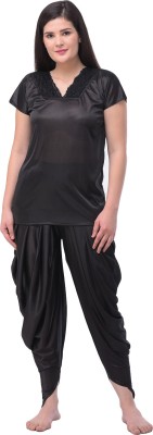 Harshil Trading co Women Solid Black Top & Pyjama Set