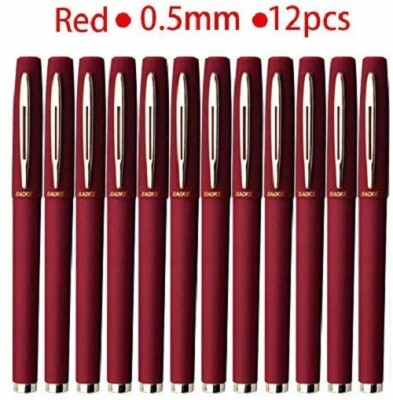 Baoke Standard Red body, Gel Ink, fine point, 0.5mm Red Colour Ball Pen(Pack of 12, Red)