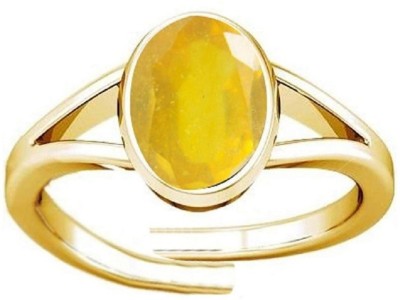 Jaipur Gemstone 5.25 ratti yellow sapphire ring original & certified gemstone pukhraj ring Copper Sapphire Copper Plated Ring