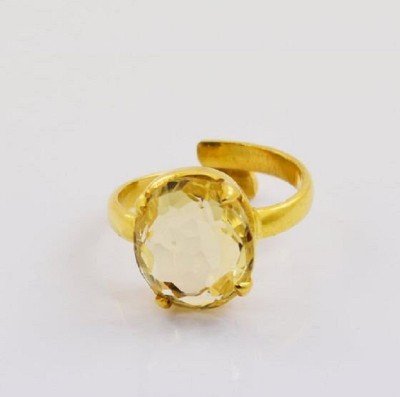 Jaipur Gemstone yellow sapphire ring natural & original stone pukhraj/pushkar 6.25 ratti Copper Sapphire Copper Plated Ring