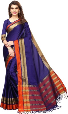 HITESH ENTERPRISE Self Design Bollywood Cotton Blend Saree(Blue)