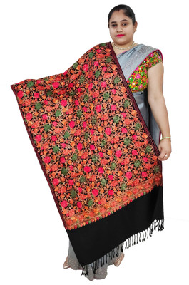 Vrinde Wool Embroidered Women Shawl(Multicolor)