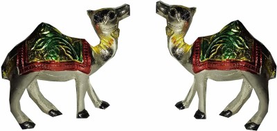 salvusappsolutions White Metal Camel Showpiece (Set of 2) for Home-Offcie Decore, Lucky Figure, Eye catching Statue Decorative Showpiece  -  7 cm(Brass, White)