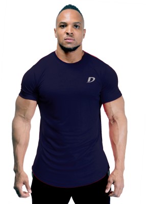 Decisive Solid Men Round Neck Blue T-Shirt