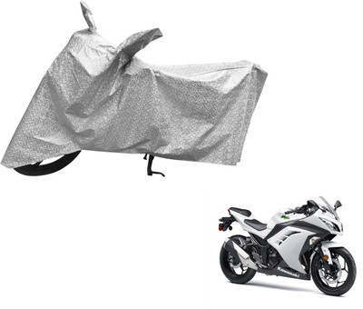 MOCKHE Waterproof Two Wheeler Cover for Kawasaki(Ninja 300, Silver)