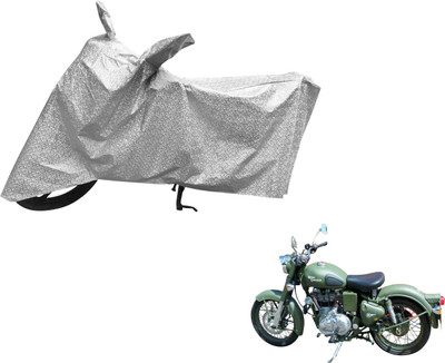 Auto Hub Waterproof Two Wheeler Cover for Royal Enfield(Battle, Silver)