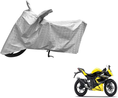 MOCKHE Waterproof Two Wheeler Cover for Kawasaki(Ninja, Silver)