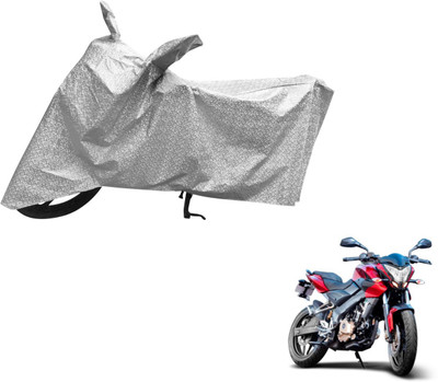 Auto Hub Waterproof Two Wheeler Cover for Bajaj(Pulsar 200 NS DTS-i, Silver)