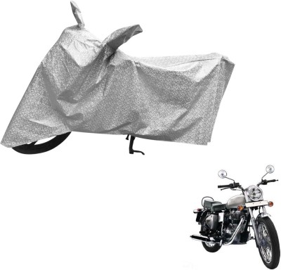 Auto Hub Waterproof Two Wheeler Cover for Royal Enfield(Bullet 350, Silver)