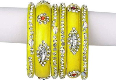 1st Time Glass Beads, Crystal Enamel Bangle Set(Pack of 6)