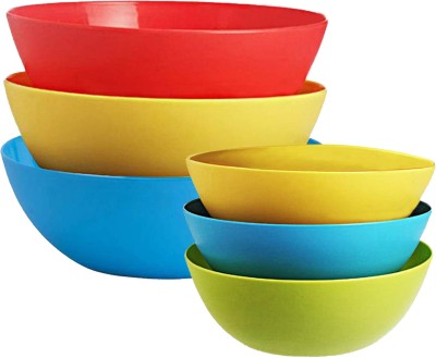 KUBER INDUSTRIES Plastic Microwave Safe 6 Pieces Mixing Bowl Set- 500,1000 ML...