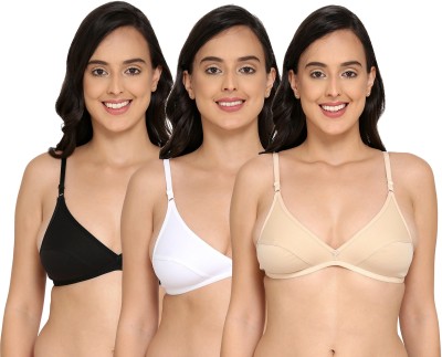 ELINA Women Full Coverage Non Padded Bra(White, Black, Beige)