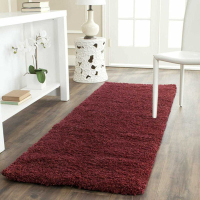 MY HOME Maroon Polyester Carpet(2 ft,  X 5 ft, Rectangle)
