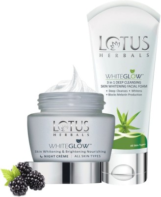 LOTUS Herbals WHITEGLOW Skin Whitening & Brightening Nourishing Night Cream With Facial Foam Face Wash(2 Items in the set)