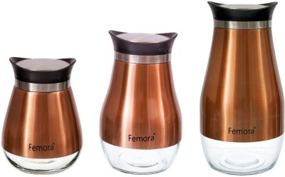 Femora Glass Grocery Container  - 800 ml, 1000 ml, 1500 ml(Pack of 3, Gold)