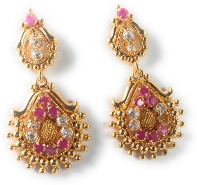 AFJ GOLD One Gram Gold Plated Traditional Trendy Stylish Earrings Ruby Alloy Stud Earring