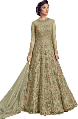 Bhumik Enterprise Net/Lace Embroidered Gown/Anarkali Kurta & Bottom Material