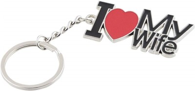 GCT I Love My Wife (Design-1) Red Black Metal Keychain Special Gift for Couples Car Bike Men Women Keyring Key Chain