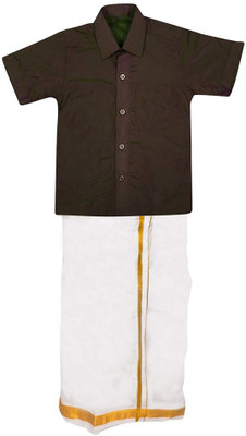 SJSilk Boys Festive & Party Shirt & Dhoti Set(White Pack of 1)