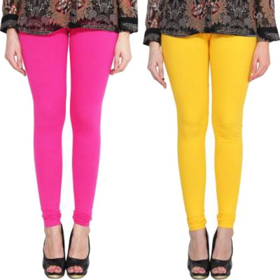 Clarita Churidar  Ethnic Wear Legging(Pink, Yellow, Solid)