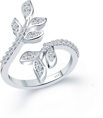 VIGHNAHARTA Alloy Crystal, Cubic Zirconia Rhodium Plated Ring