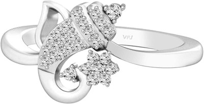 VIGHNAHARTA Ekdant Ganesha Alloy Crystal, Cubic Zirconia Rhodium Plated Ring