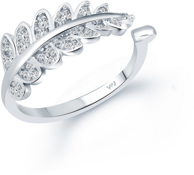 VIGHNAHARTA Decent Leaf Alloy Cubic Zirconia Rhodium Plated Ring