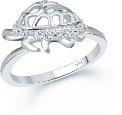 VIGHNAHARTA Meru Tortoise Ring Alloy Crystal, Cubic Zirconia Rhodium Plated Ring