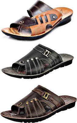 Calcados by Slippers Combo Pack of 3 Fancy Men Multicolor Flats