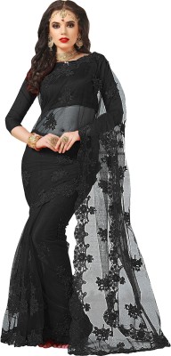 SSP TEX Embroidered Bollywood Net Saree(Black)