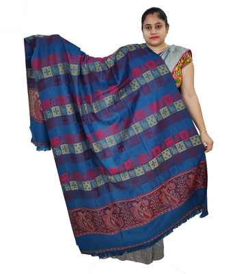 Vrinde Wool Woven Women Shawl(Dark Blue)