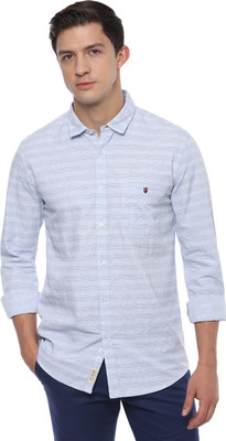 Louis Philippe Men Striped Casual White Shirt
