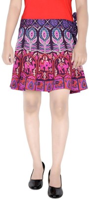 Rajvila Animal Print Women Wrap Around Purple Skirt