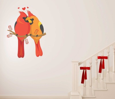 Wallzone 65 cm Love Birds Removable Sticker(Pack of 1)
