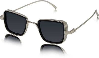 Mundkar Retro Square Sunglasses(For Men & Women, Silver)