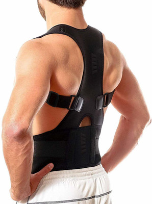 Toxen Posture Corrector Brace Shoulder Back Support Belt for Men Women Abdomen Support Posture Corrector(Black)