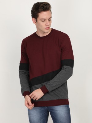 Fleximaa Full Sleeve Color Block Men Sweatshirt