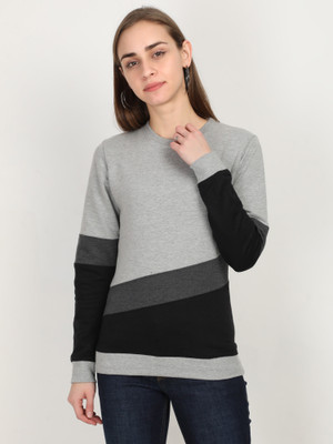 Fleximaa Full Sleeve Color Block Women Sweatshirt