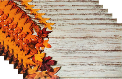 DPA Collection Rectangular Pack of 6 Table Placemat(Orange, Beige, PVC)