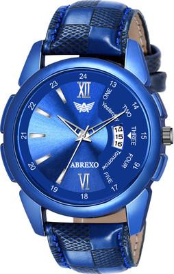 Abrexo Abx8089-BL Blue Dial Leather Strap Date Feature Water-Resistant Quartz Boys Analog Watch - For Men