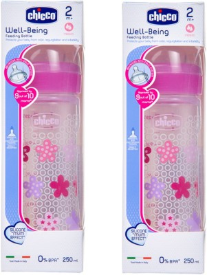 Chicco 250ml Well-Being Feeding Bottle (Pack of 2) - 250 ml(Pink)