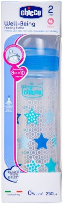 Chicco 250ml Well-Being Feeding Bottle (Pack of 2) - 250 ml(Blue, Pink)