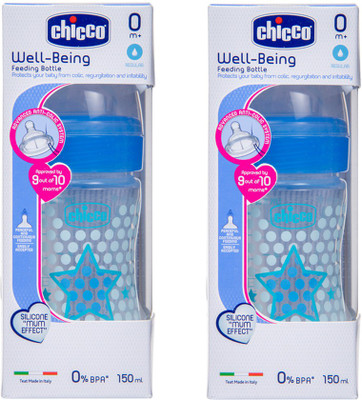 Chicco 150ml Well-Being Feeding Bottle (Pack of 2) - 150 ml(Blue)