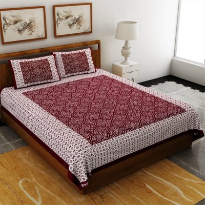 UNIQCHOICE 120 TC Cotton King Printed Flat Bedsheet(Pack of 1, Maroon)