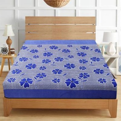 Supreme Home Collective 144 TC Microfiber Single Floral Flat Bedsheet(Pack of 1, Blue)