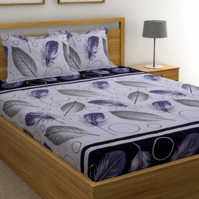 Supreme Home Collective Microfiber Double Flat 144 TC 3D Printed Bedsheet(Pack of 1, Black, White)