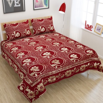 Skytex 260 TC Velvet King Printed Flat Bedsheet(Pack of 1, Maroon)