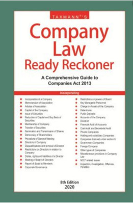 Taxmann's Company Law Ready Reckoner- A Comprehensive Guide to Companies Act 2013 (8th Edition 2020)(English, Paperback, Taxmann)