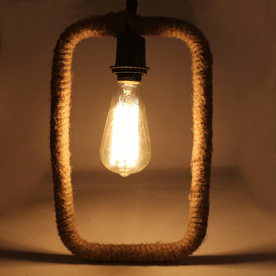Classical Rope Square Pendant Lamp Ceiling Lamp(Black)